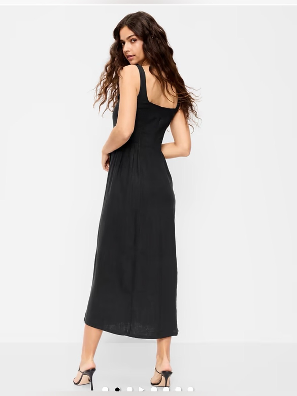 NWT Old Navy Fit & Flare Sleeveless Linen-Blend Midi Dress, Size XS - Picture 3 of 9